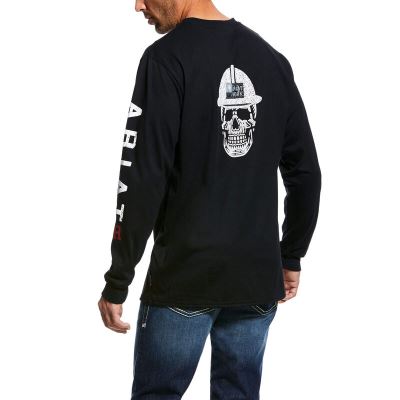 Ariat Work: FR Roughneck Skull Logo Camisetas Hombre - Negras (TGICY2480)